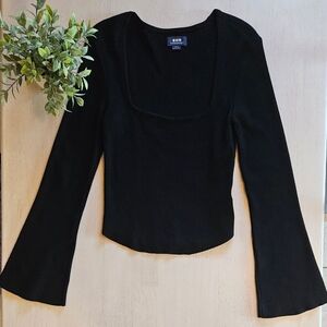 Maeve By Anthropologie Black Square Neck Sweater